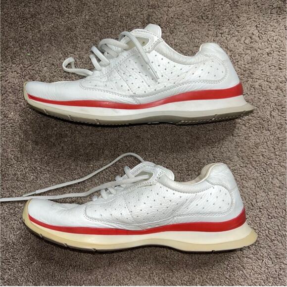 Vintage Prada White & Red Leather Shoes Sneakers EU 36 Women’s Size 5.5 - Picture 1 of 8